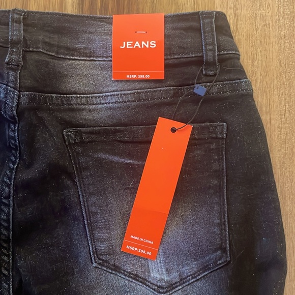 NWT High-waisted distressed skinny jeans - black - size 12 - Picture 8 of 10